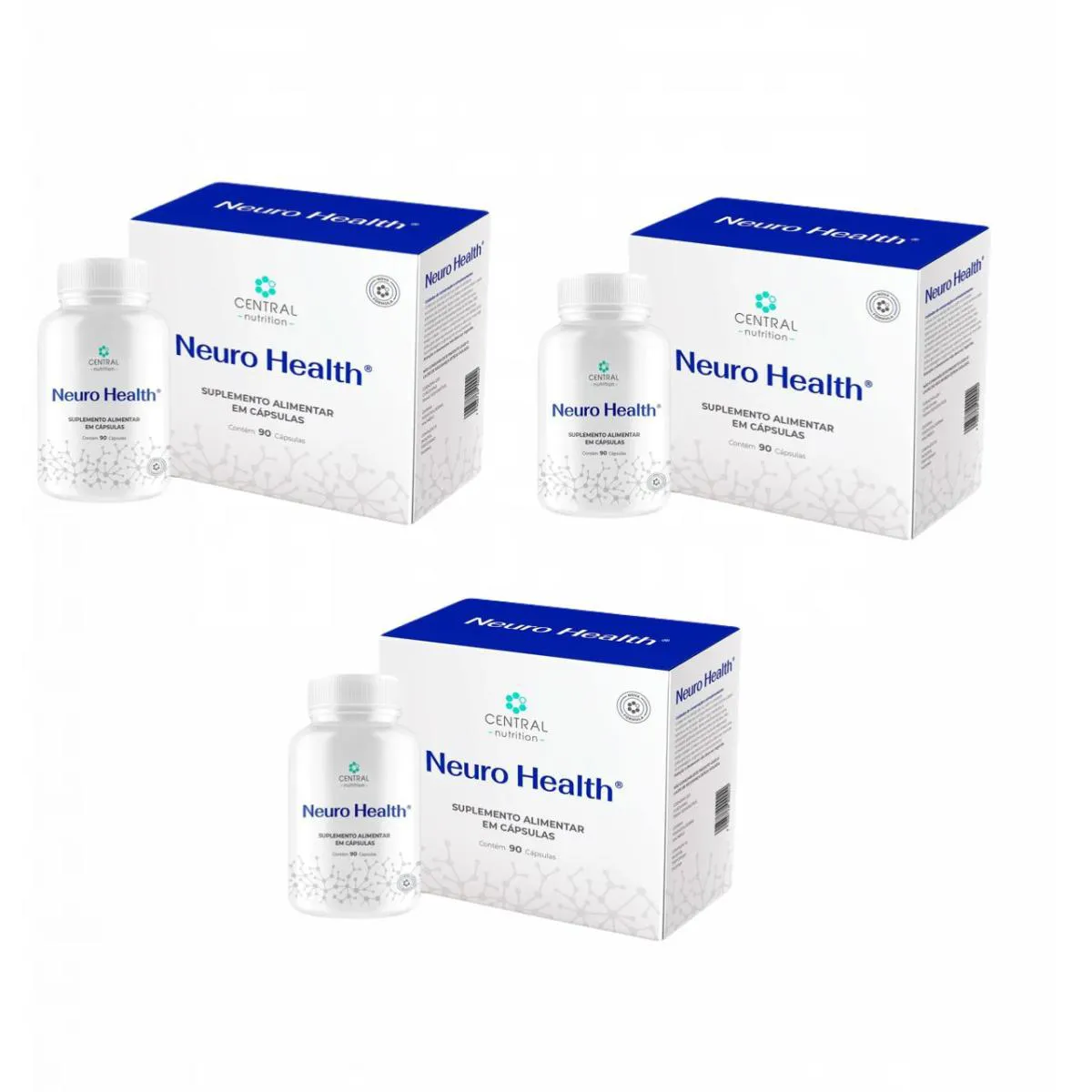 3X NEURO HEALTH - 90 CáPSULAS - CENTRAL NUTRITION SEM Sabor