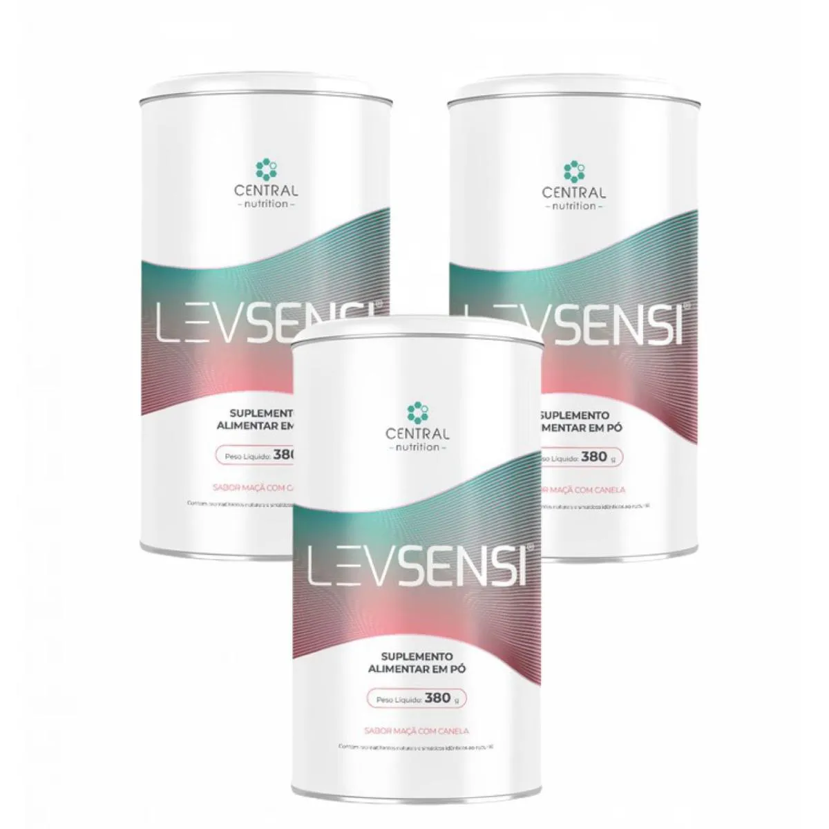 3X LEVSENSI - CENTRAL NUTRITION- 380G- SABOR MAçã COM CANELA SEM Sabor