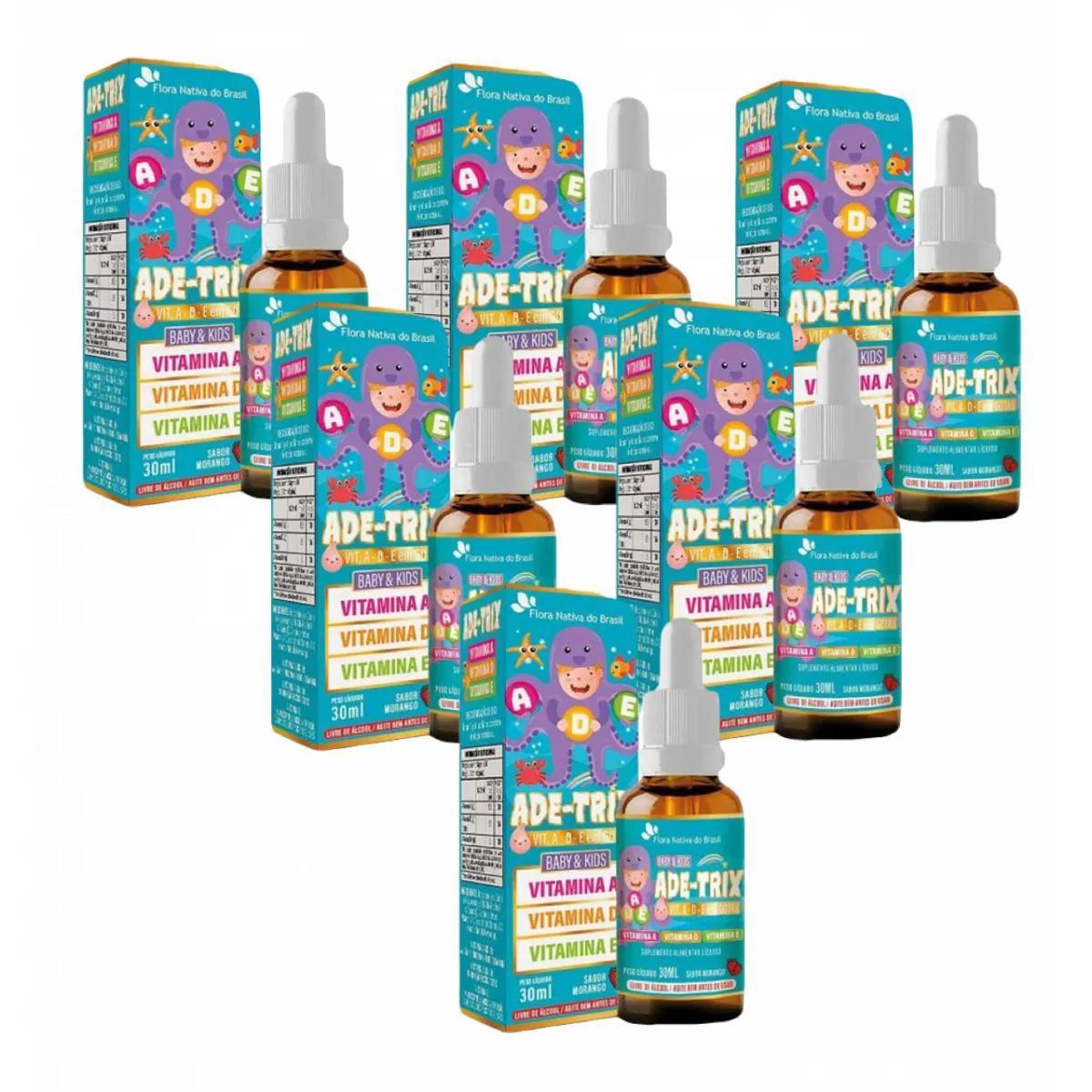 6X ADE- TRIX KIDS - VITAMINAS A- D- E- 30ML- SABOR MORANGO