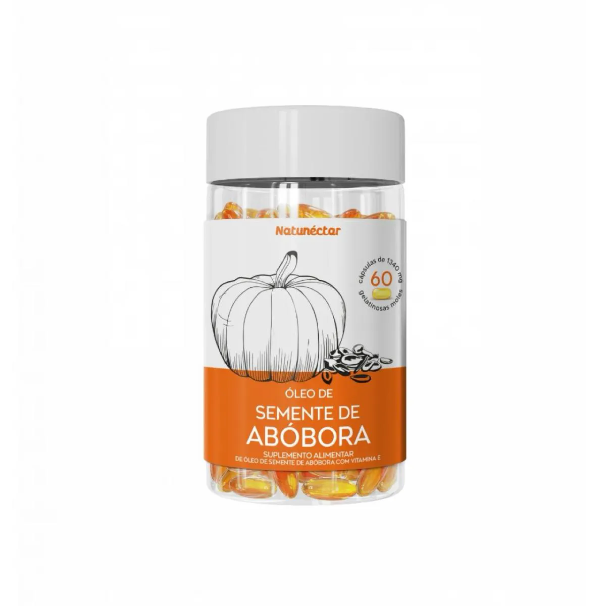 ÓLEO SEMENTE DE ABóBORA 1000MG- VITAMINA E- 60 CáPSULAS SEM Sabor