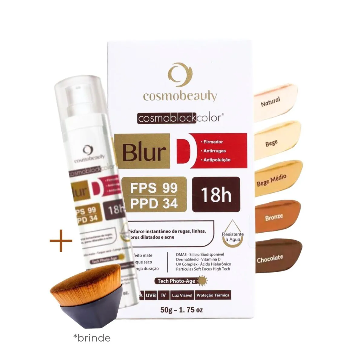 COSMOBEAUTY FILTRO SOLAR BLUR D BRONZE FPS 99 + PINCEL BRINDE