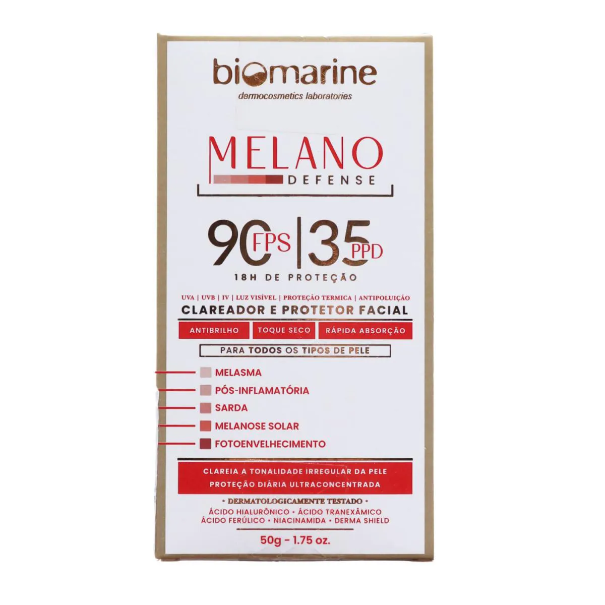 BIOMARINE MELANO DEFENSE FILTRO SOLAR CLAREADOR FPS 90 50G