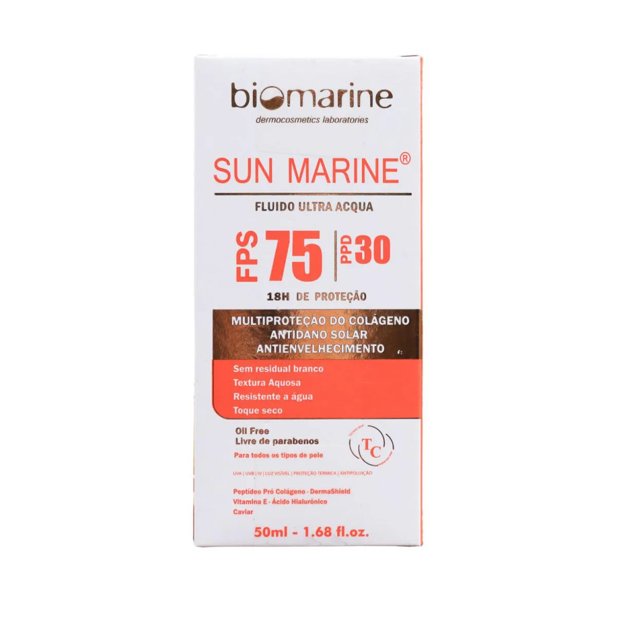 BIOMARINE PROTETOR SOLAR SUN MARINE FLUIDO ACQUA FPS 75 50ML