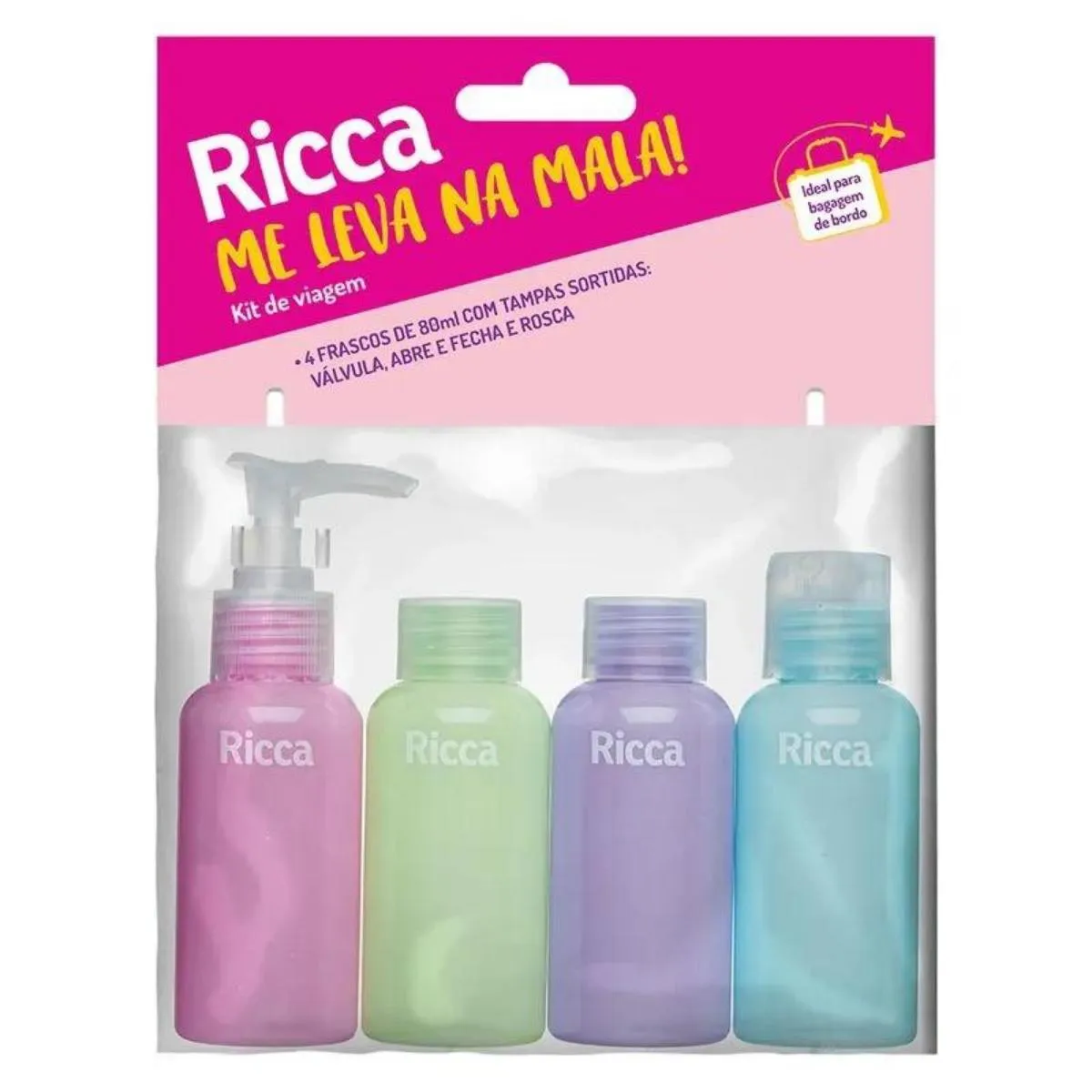 RICCA CONJUNTO COM 4 FRASCOS PARA VIAGEM