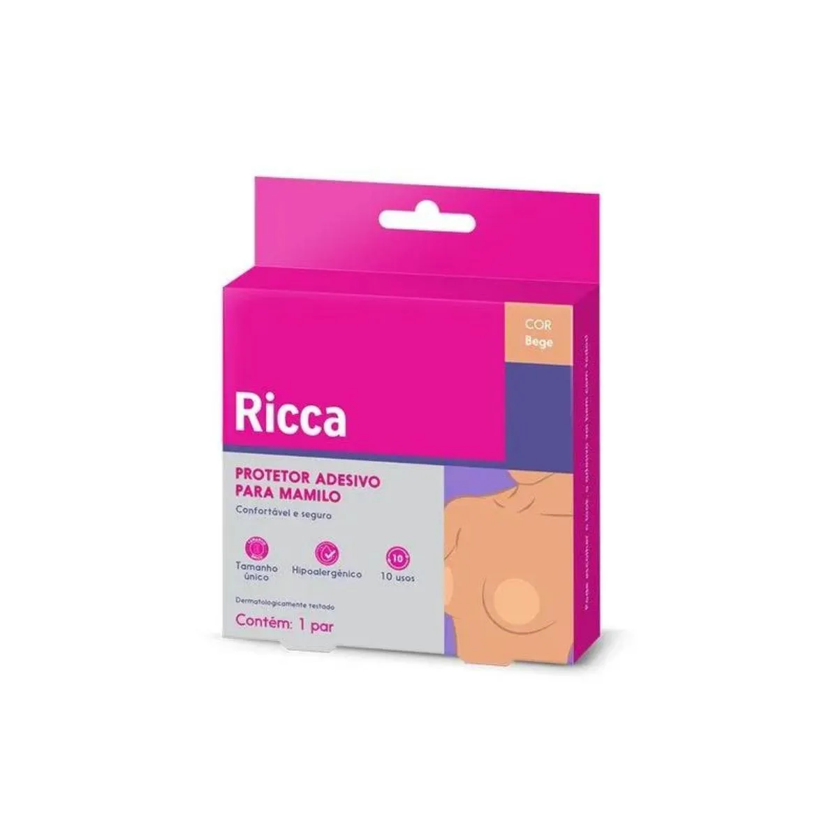 RICCA ADESIVO P/ PROTEçãO DE MAMILOS REUTILIZáVEL BEGE