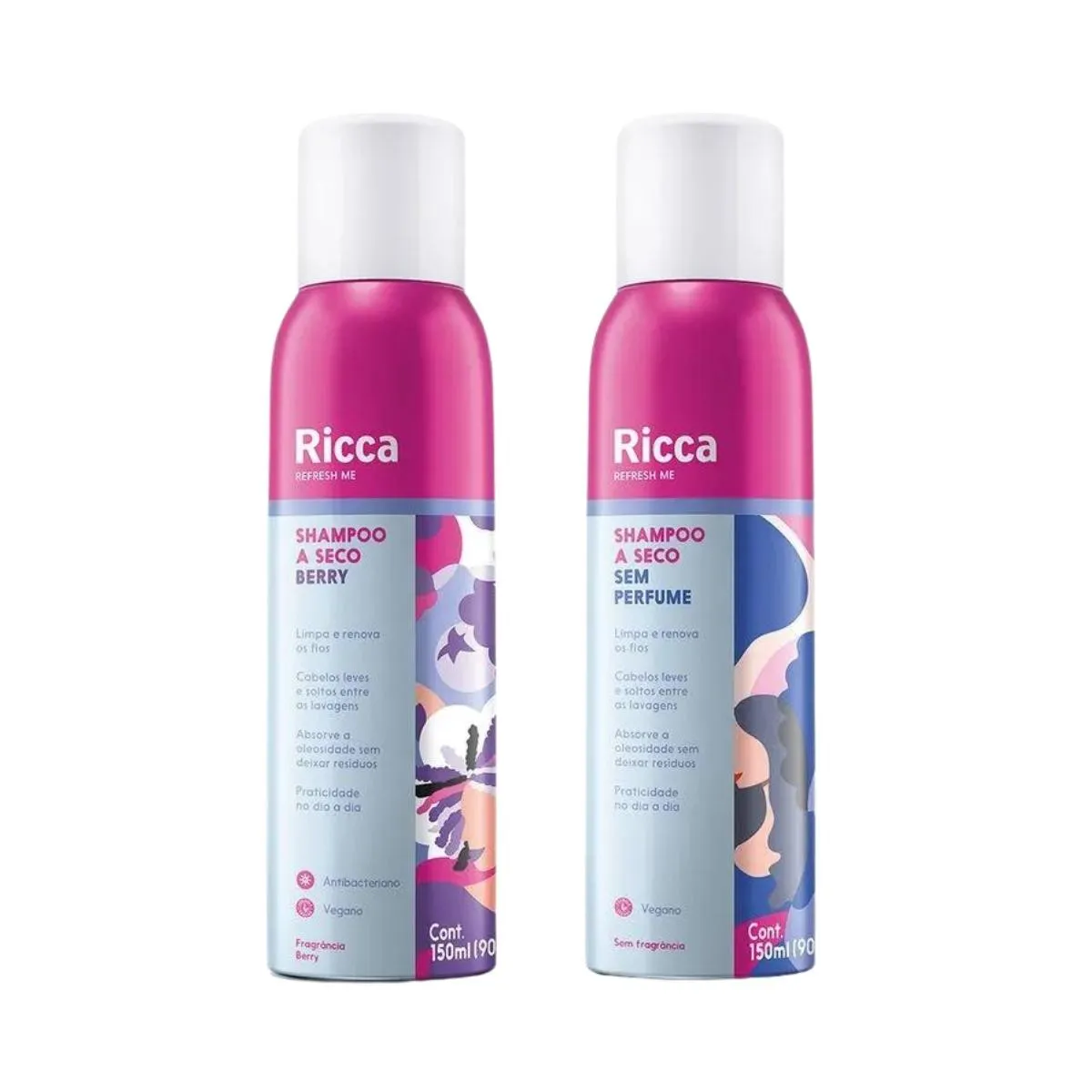 KIT RICCA SHAMPOO A SECO SEM PERFUME + SHAMPOO A SECO BERRY