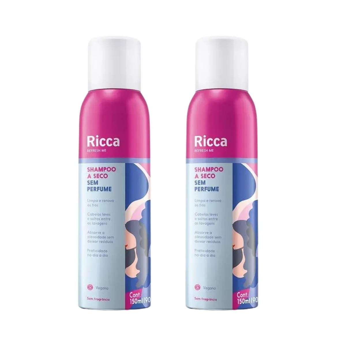KIT RICCA SHAMPOO A SECO SEM PERFUME 150ML 2 UNIDADES
