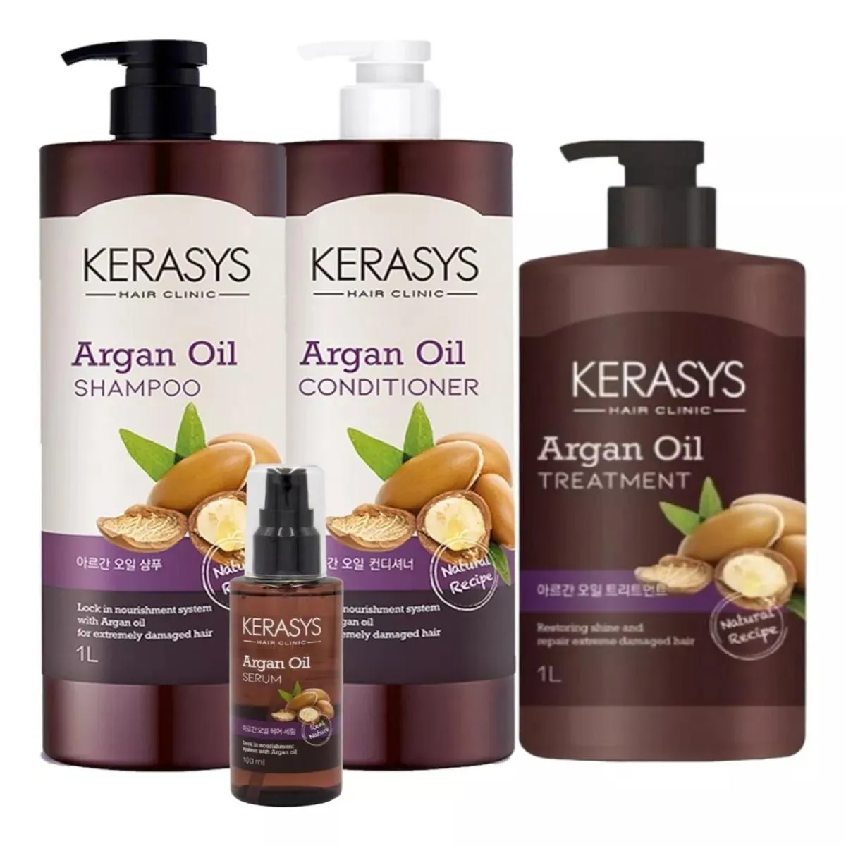 KERASYS KIT ARGAN OIL SHAMPOO, COND E MáSCARA 3X1L + ÓLEO 100ML