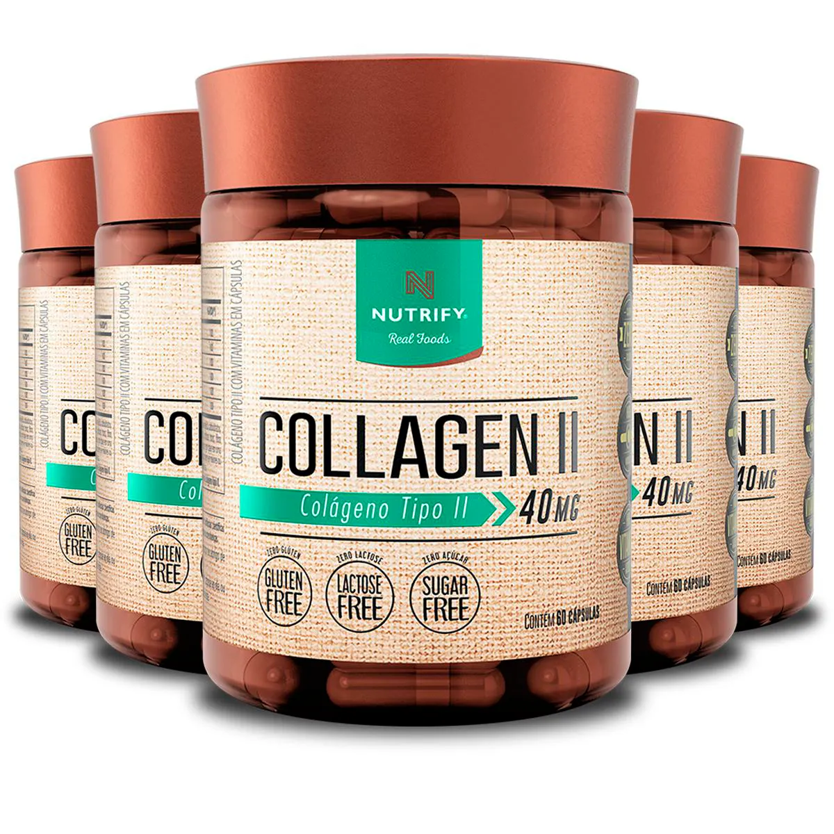 Kit 5 Colágeno Tipo 2 Nutrify Collagen II 60 Cápsulas