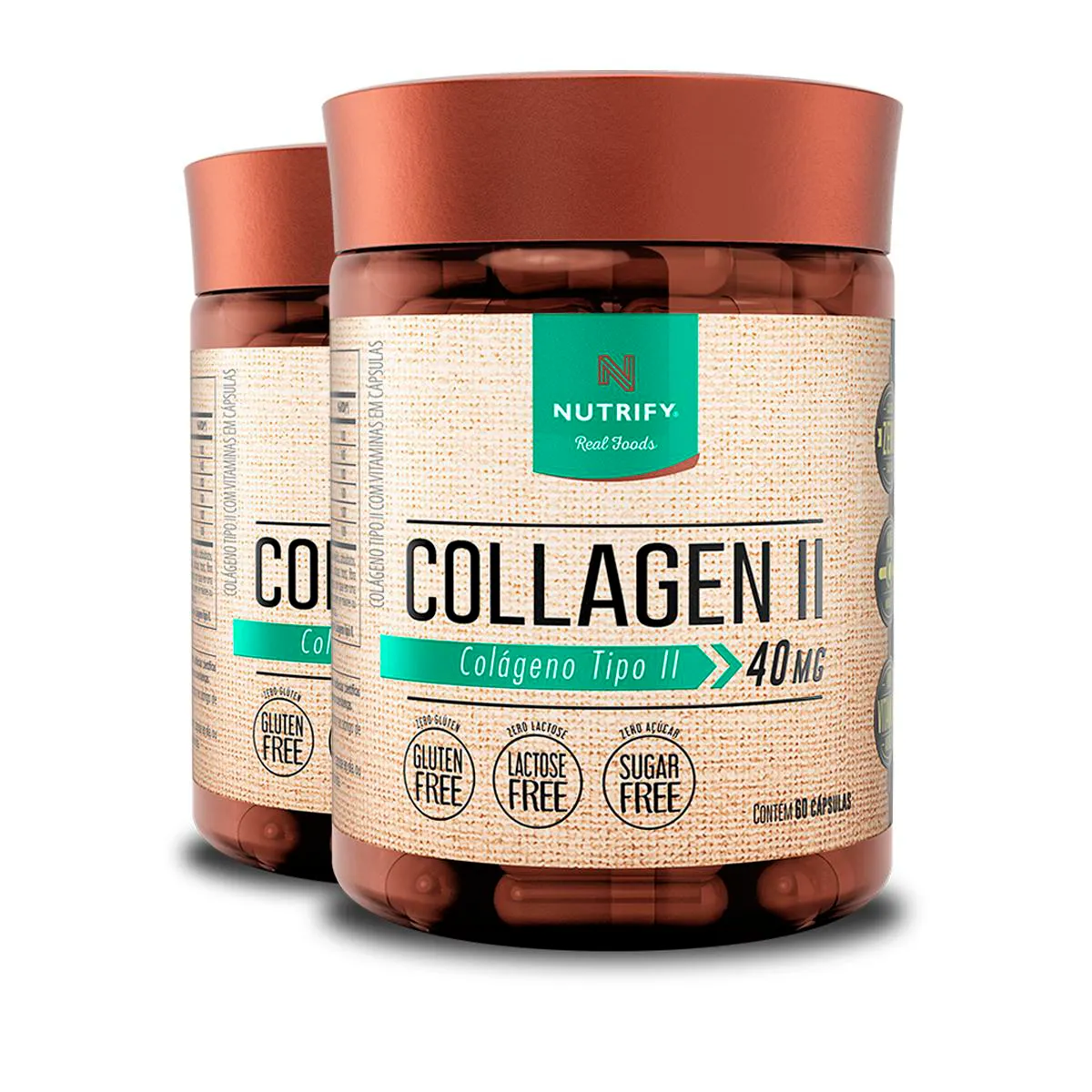 KIT 2 COLLAGEN II COLáGENO TIPO 2 NUTRIFY 60 CáPSULAS