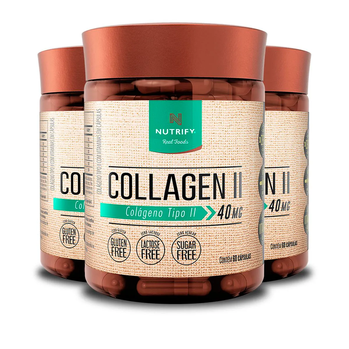 Kit 3 Colágeno Tipo 2 Nutrify Collagen II 60 Cápsulas