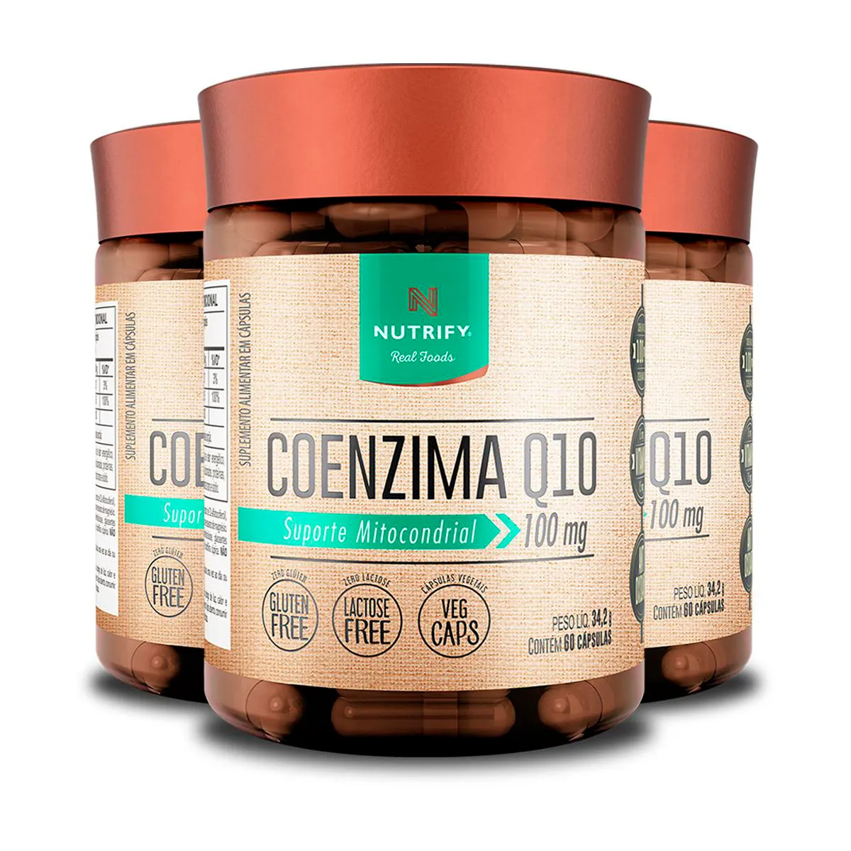 Kit 3 Coenzima Q10 Nutrify com Vitamina E 60 Cápsulas