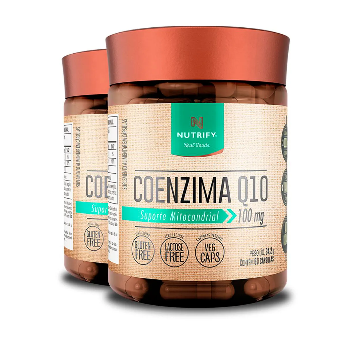 Kit 2 Coenzima Q10 Nutrify com Vitamina E 60 Cápsulas