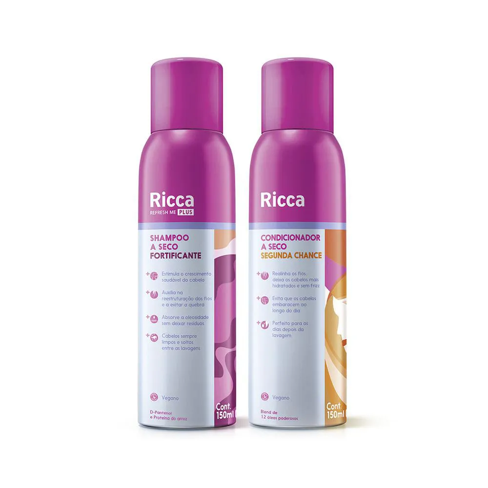 KIT SHAMPOO A SECO FORTIFICANTE + CONDICIONADOR A SECO RICCA