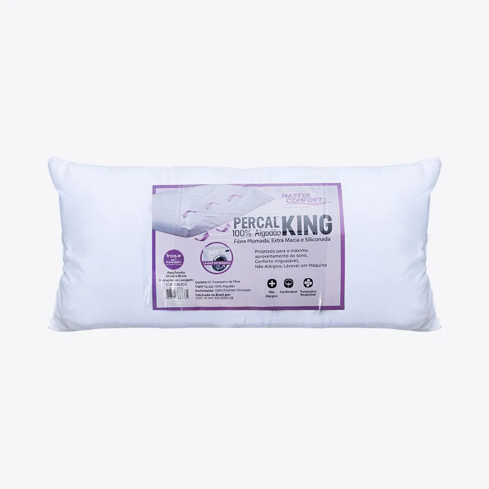 TRAVESSEIRO FIBRA PERCAL KING 50X90CM MASTER COMFORT