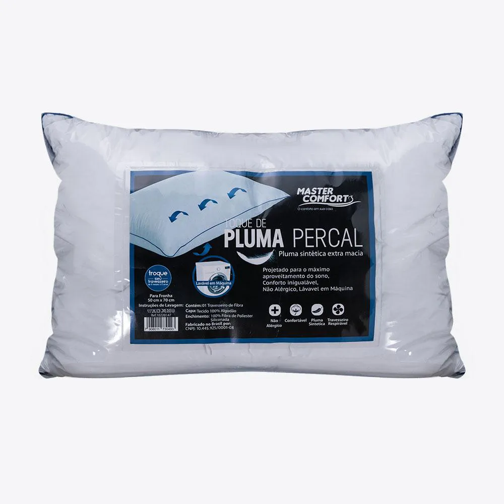 TRAVESSEIRO FIBRA 70X50CM PLUMA PERCAL  MASTER COMFORT