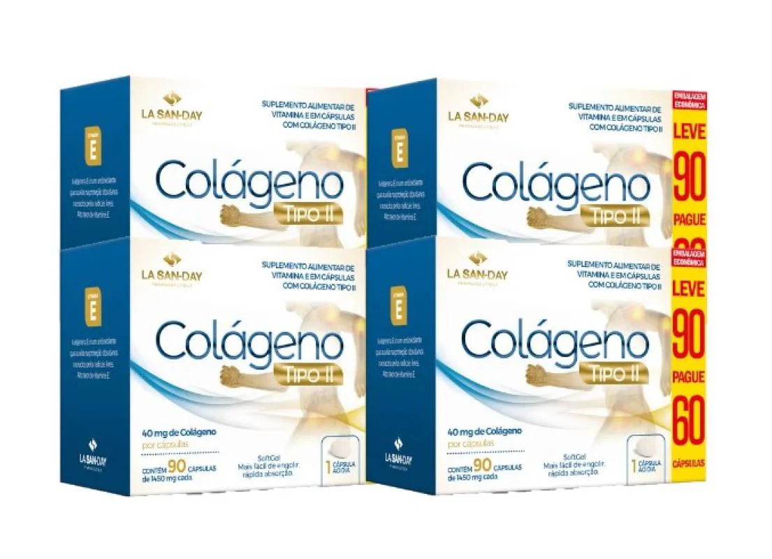 KIT 4X SUPLEMENTO COLáGENO TIPO II 90 CáPSULAS - LA SAN DAY