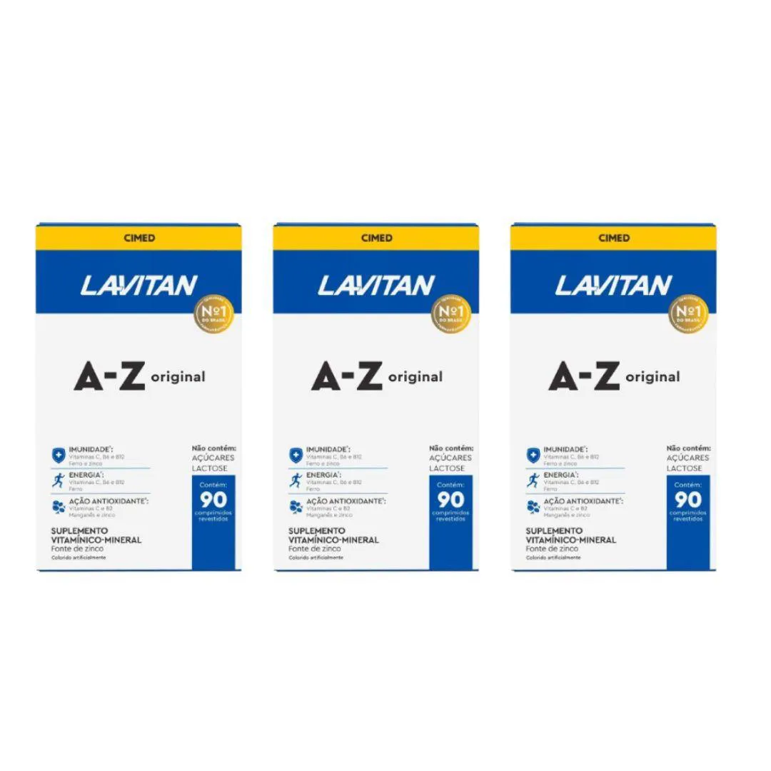 KIT 3X LAVITAN A-Z ORIGINAL COM 90 COMPRIMIDOS - CIMED