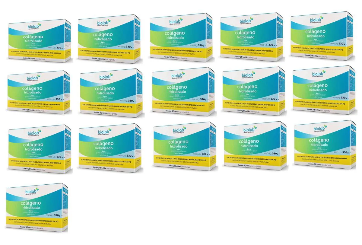 KIT 16 SUPLEMENTO COLáGENO HIDROLISADO 11G 30 SACHêS BIOLAB