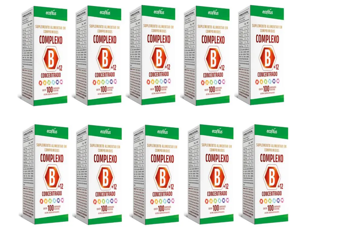 KIT 10 SUPLEMENTO ALIMENTAR COMPLEXO B+12 100CPR - ECOFITUS