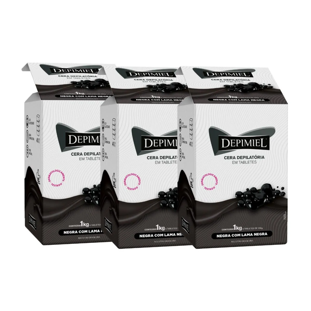 KIT 3 CERA DEPILATóRIA TABLETES LAMA NEGRA DEPIMIEL