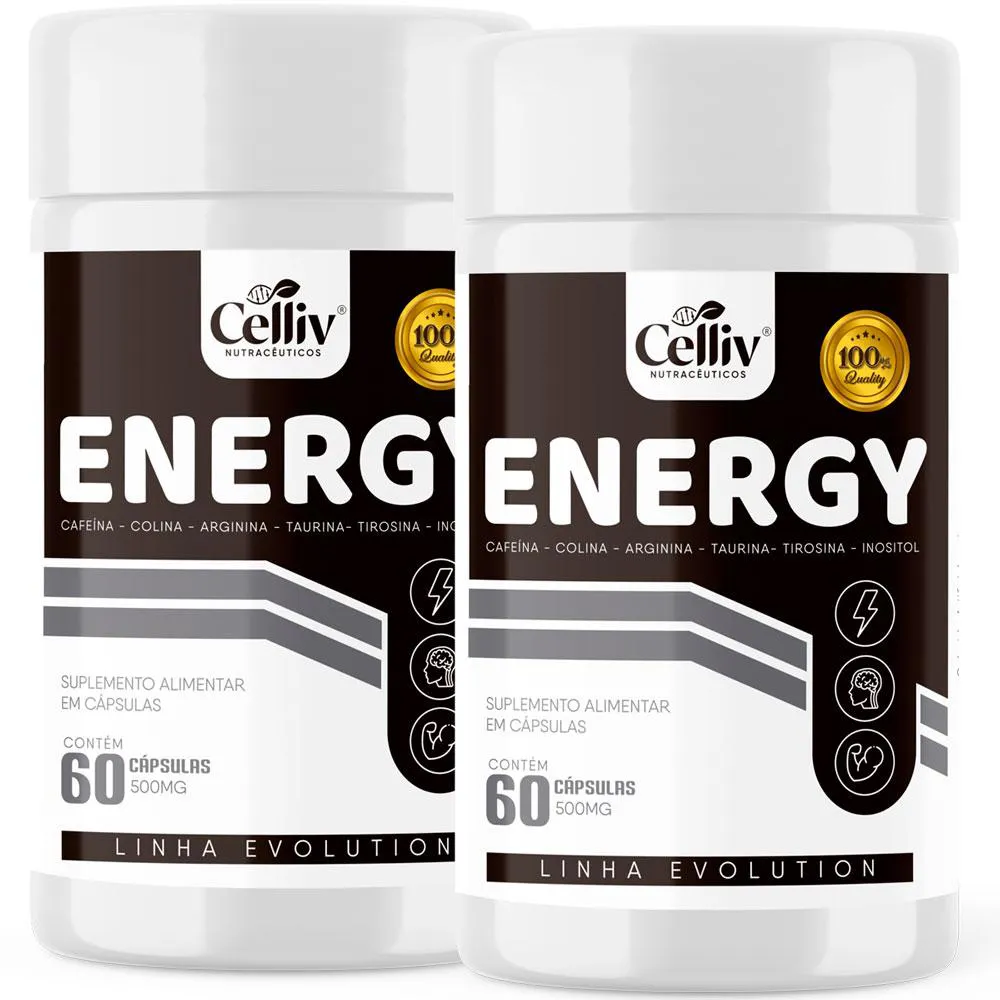 ENERGY - CAFEíNA - COLINA - ARGININA - TAURINA - TIROSINA - INOSITOL - 2 FRASCOS