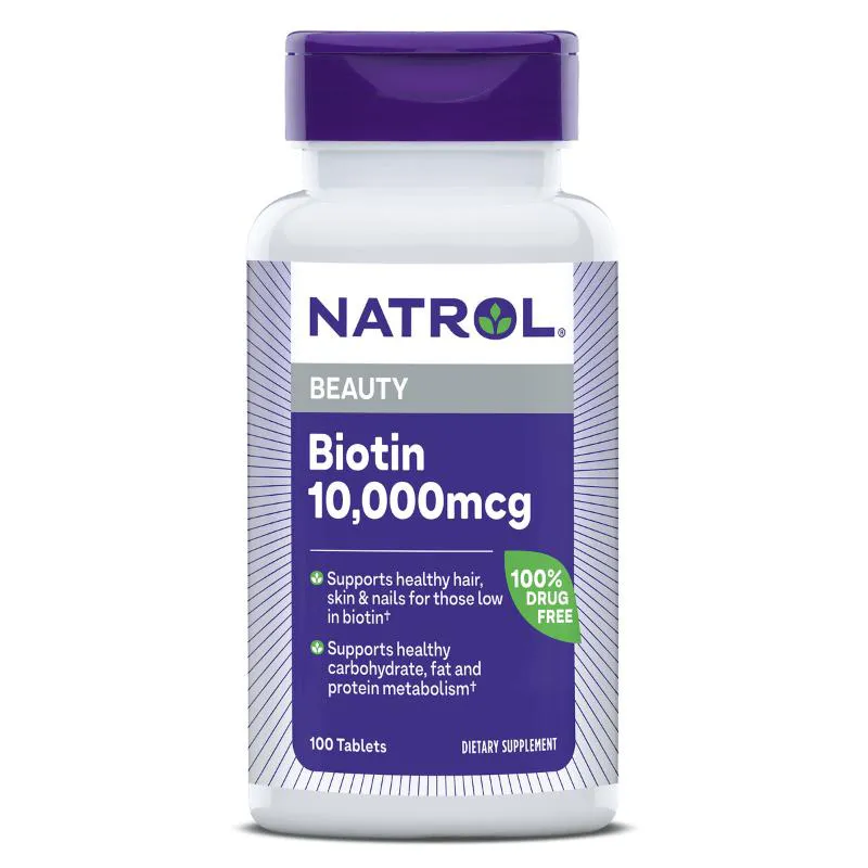 BIOTINA 10MG (10000MCG) 100 TABLETES NATROL SEM Sabor