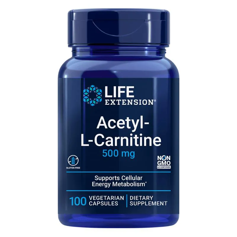 ACETIL L-CARNITINA 500MG 100 CáPSULAS LIFE EXTENSION SEM Sabor