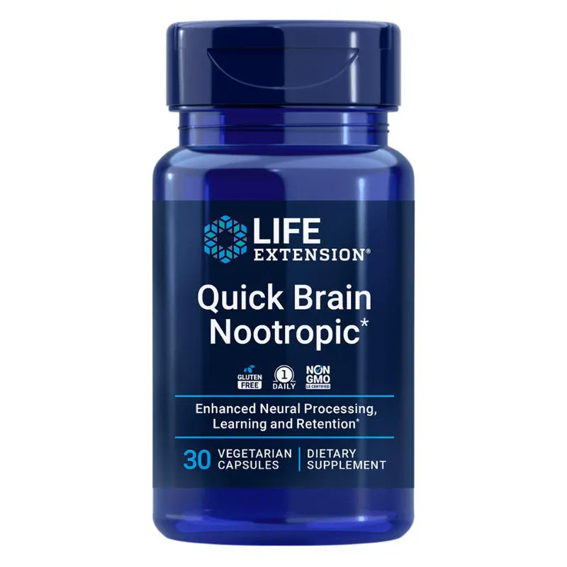 NOOTRóPICO QUICK BRAIN 30 CáPSULAS LIFE EXTENSION SEM Sabor