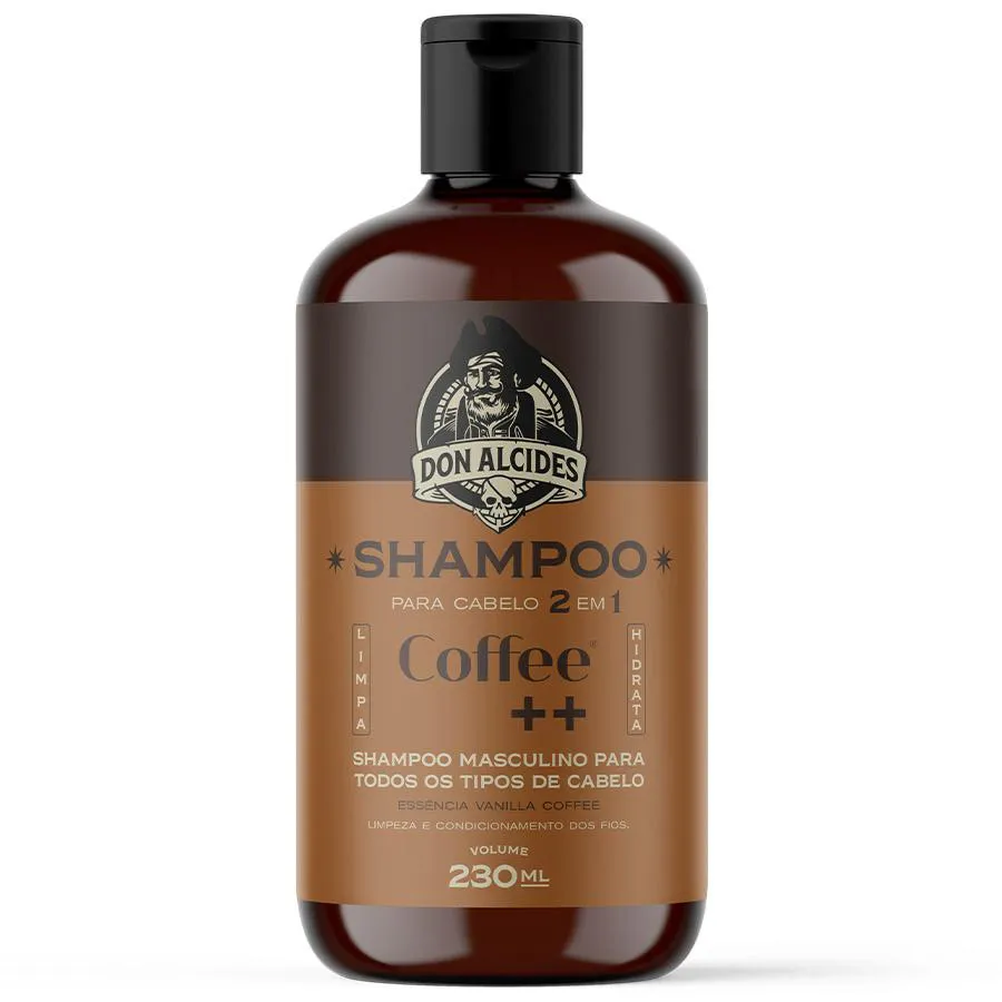 SHAMPOO PARA CABELO 2 EM 1 COFFEE ++ LIMPEZA E CONDICIONAMENTO 230ML DON ALCIDES