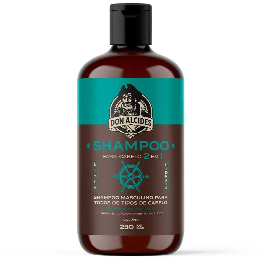 SHAMPOO MASCULINO PARA CABELO 2 EM 1 - CALICO JACK 230ML DON ALCIDES