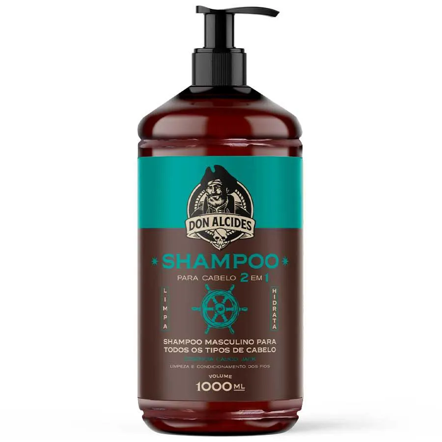 SHAMPOO CALICO JACK 1 LITRO BARBEARIA 2 EM 1 - LIMPA E CONDICIONA DON ALCIDES
