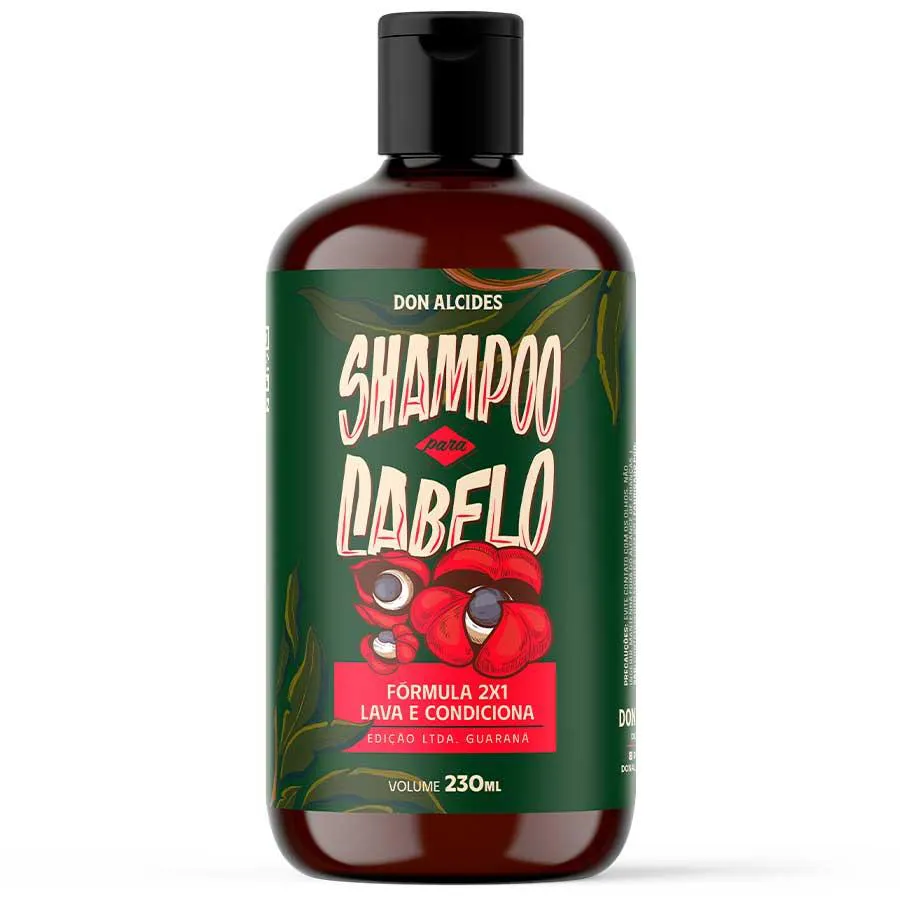 SHAMPOO PARA CABELO 2 EM 1 GUARANá ANTARCTICA 230ML DON ALCIDES