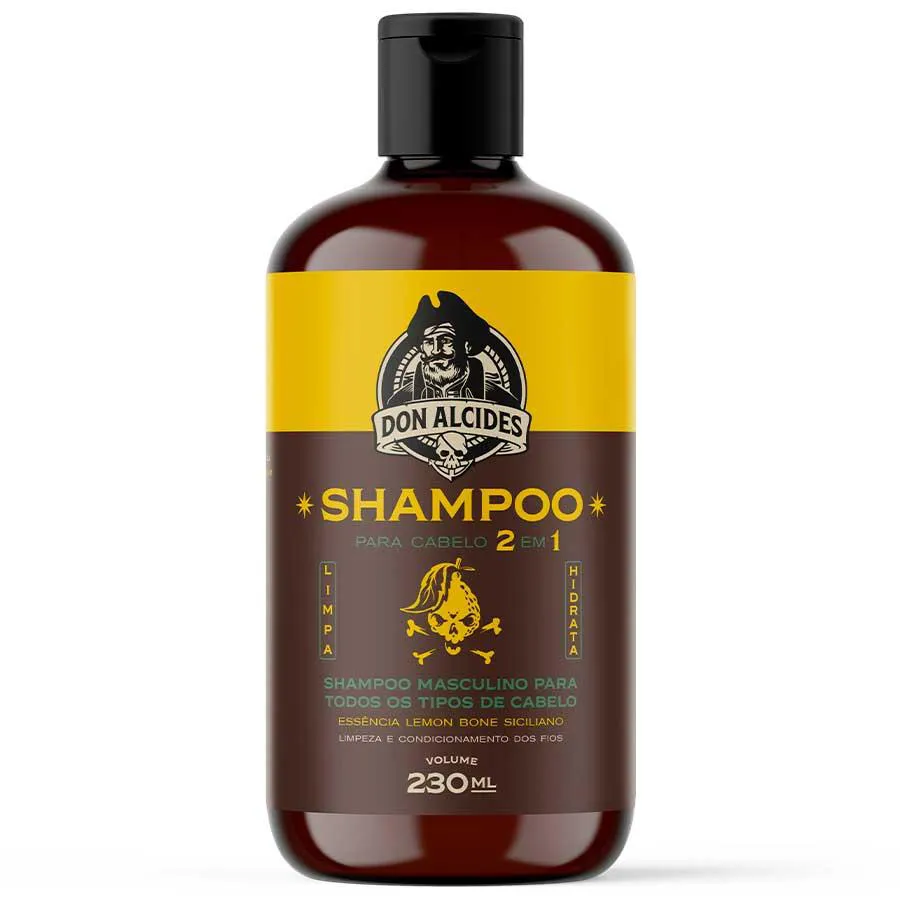 SHAMPOO MASCULINO PARA CABELO 2 EM 1 - LEMON BONE 230ML DON ALCIDES