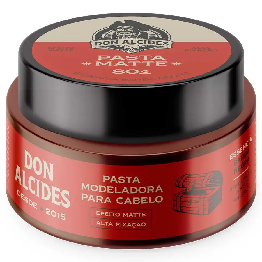 PASTA MATTE PARA CABELO BARBA NEGRA POMADA ALTA FIXAçãO 80G DON ALCIDES