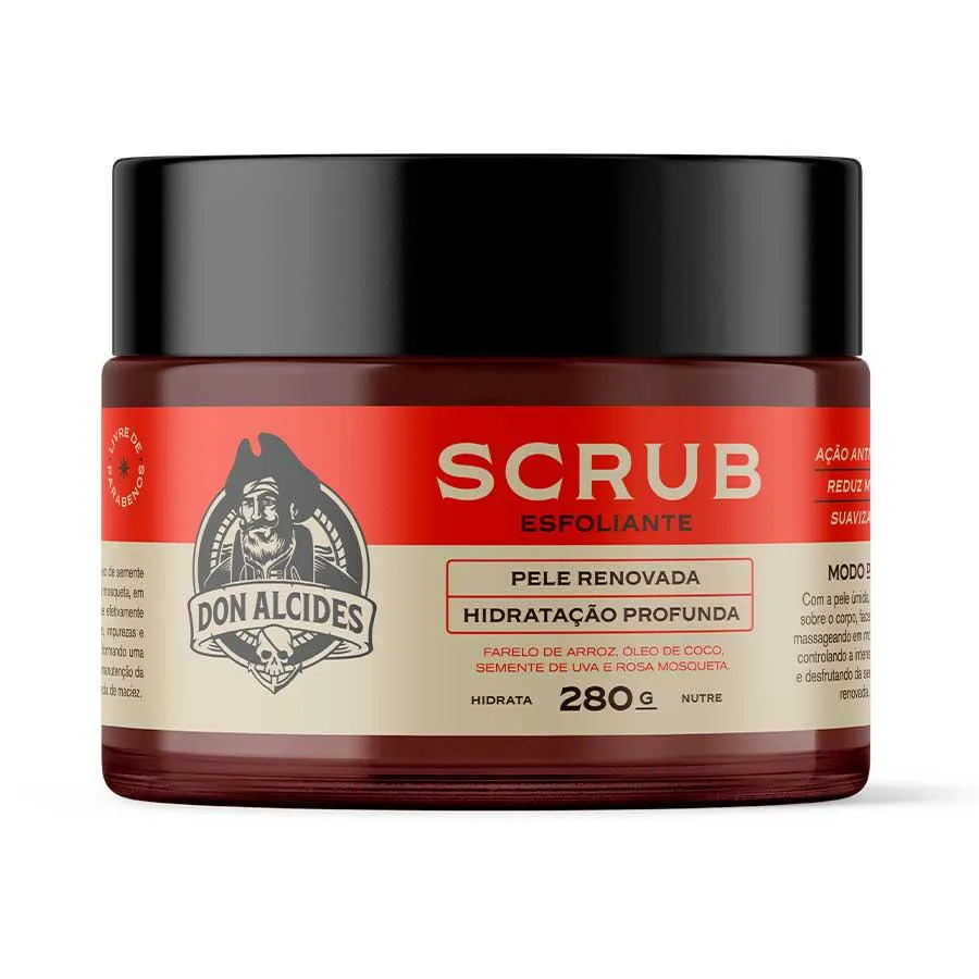 SCRUB ESFOLIANTE CORPORAL MASCULINO AMADEIRADO ANTIOXIDANTE 280G DON ALCIDES