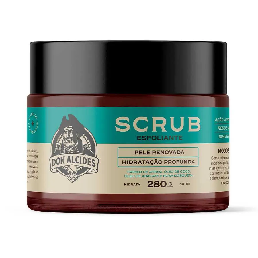 SCRUB ESFOLIANTE CORPORAL MASCULINO HERBAL ANTIOXIDANTE 280G DON ALCIDES