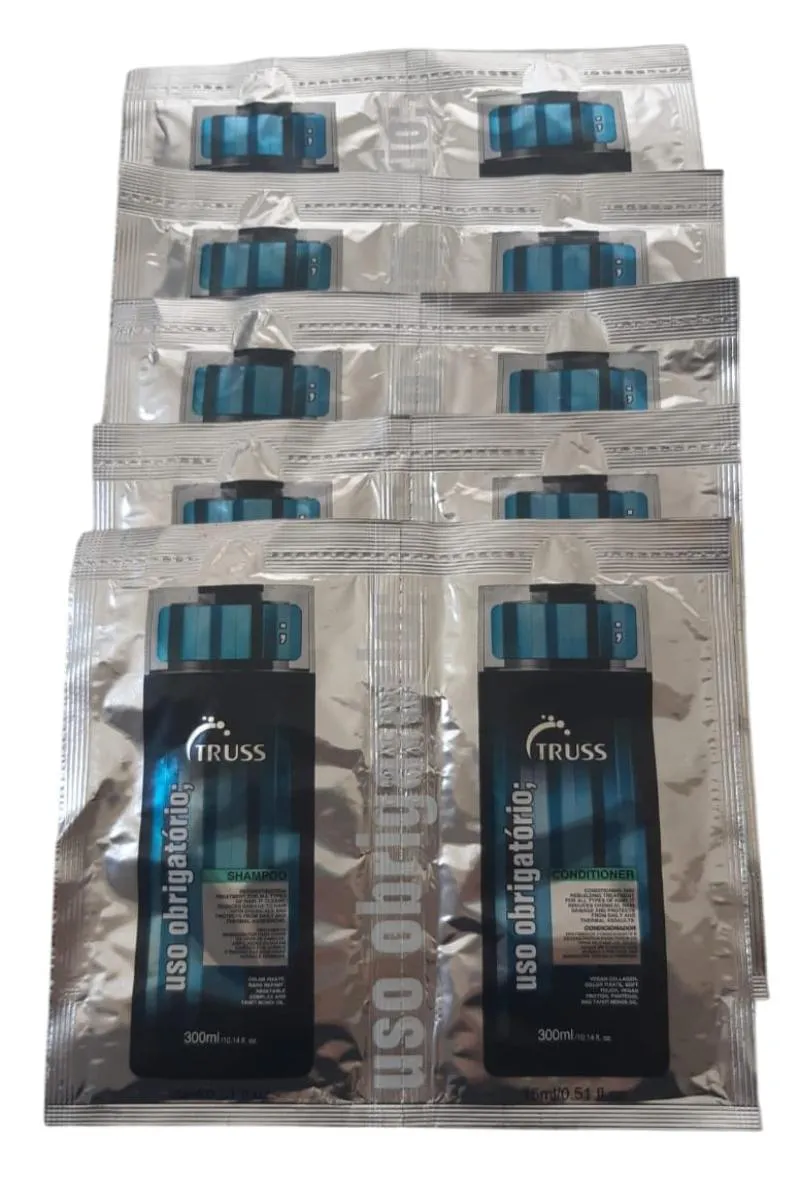 TRUSS USO OBRIGATóRIO 5 SACHêS SHAMPOO E CONDICIONADOR 15ML