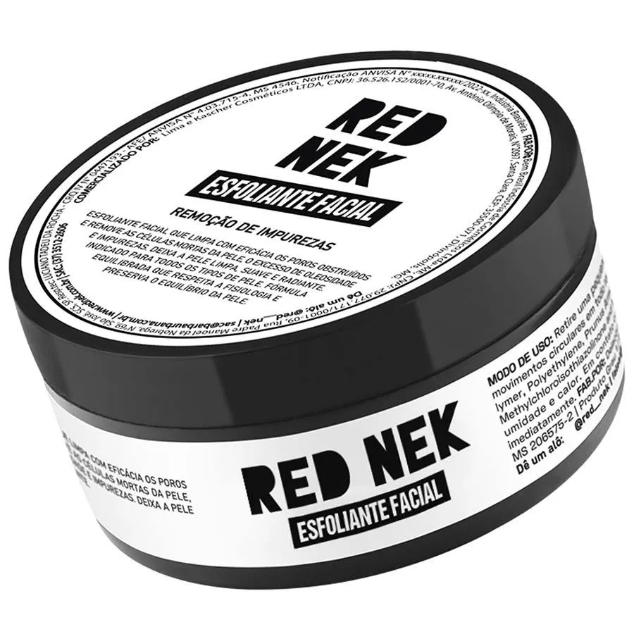 ESFOLIANTE FACIAL REMOçãO DE IMPUREZAS E CéLULAS MORTAS 70G RED NEK