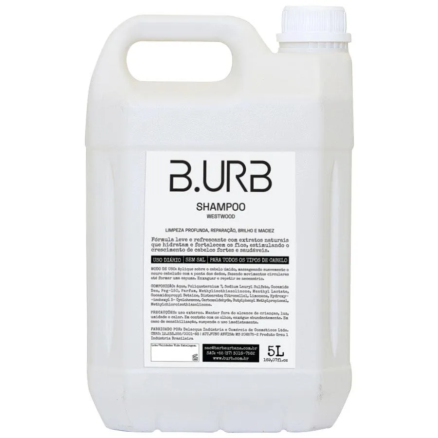 SHAMPOO WESTWOOD 5 LITROS PROFISSIONAL BARBEARIA BARBA URBANA B.URB