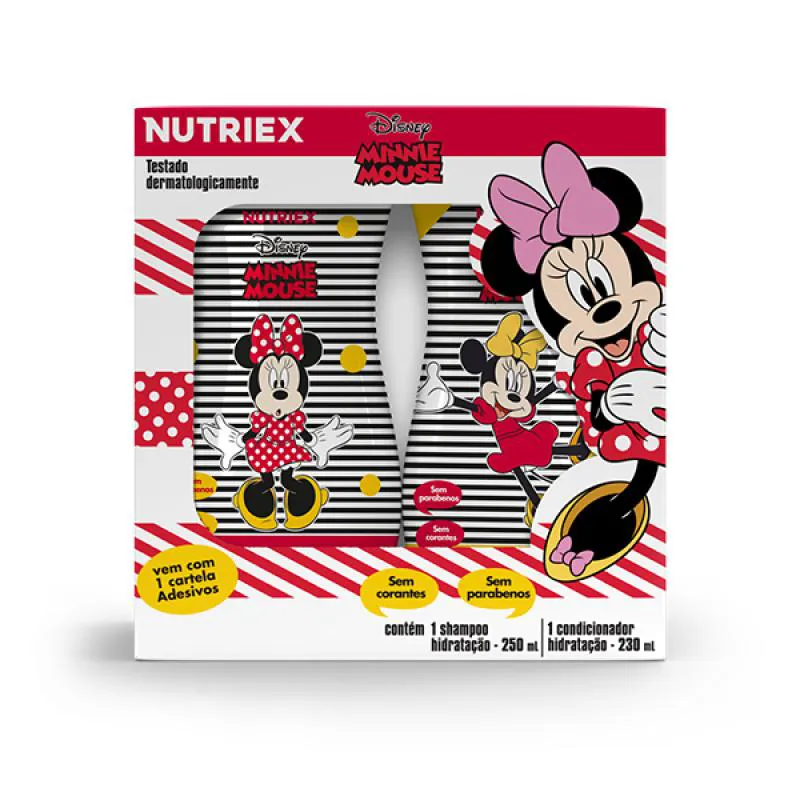 KIT MINNIE HIDRATADOS (SHAMPOO 250ML / CONDICIONADOR 230ML) / CARTELA DE ADESIVOS
