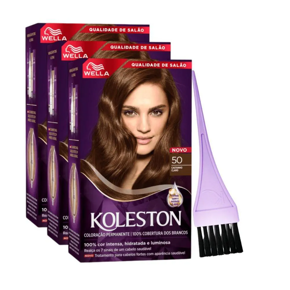 KIT TRIO KOLESTON COLORAçãO CASTANHO 50 55G + PRESENTE