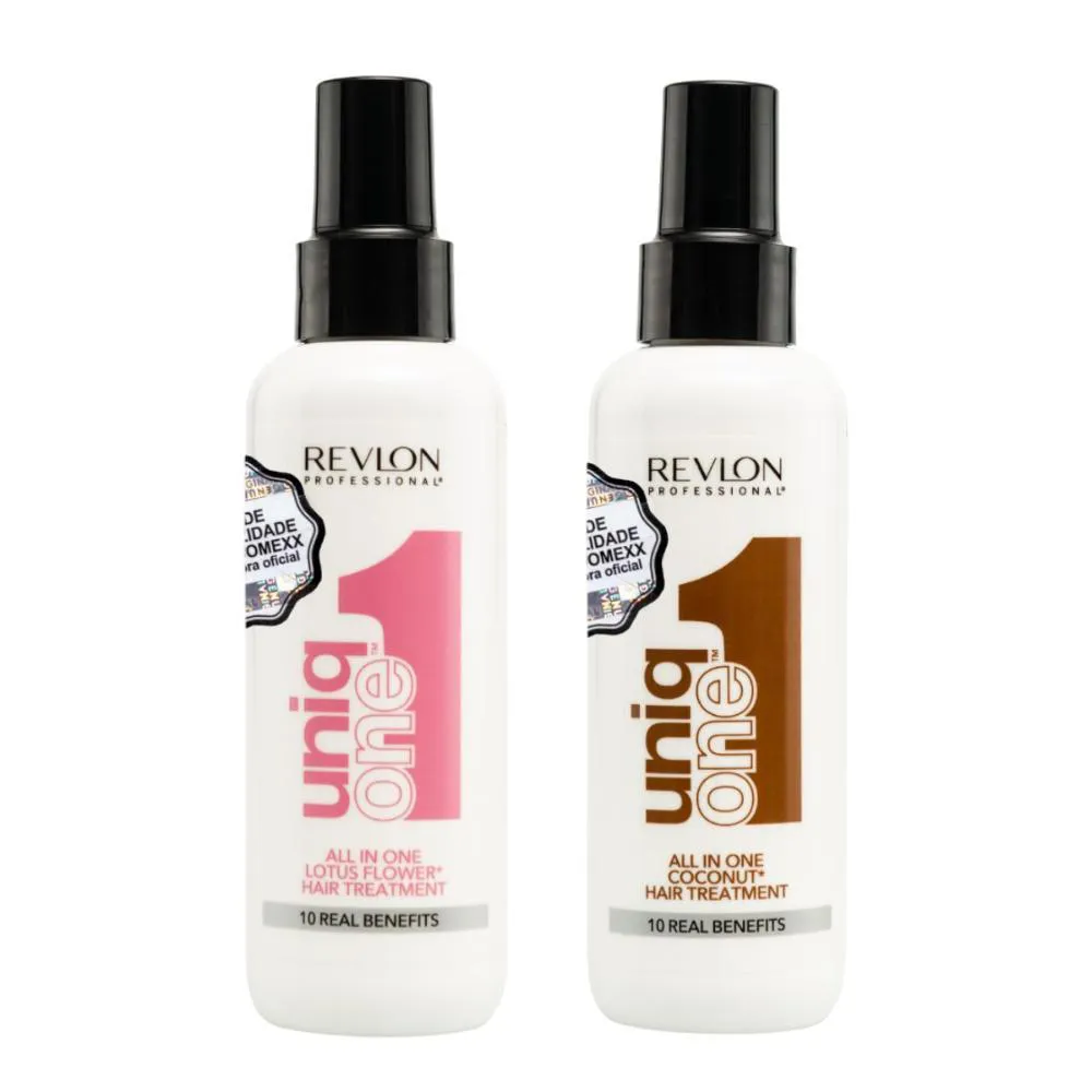 KIT REVLON UNIQ ONE LOTUS HAIR TREATMENT 150ML + REVLON UNIQ ONE COCONUT HAIR TREATMENT 150ML
