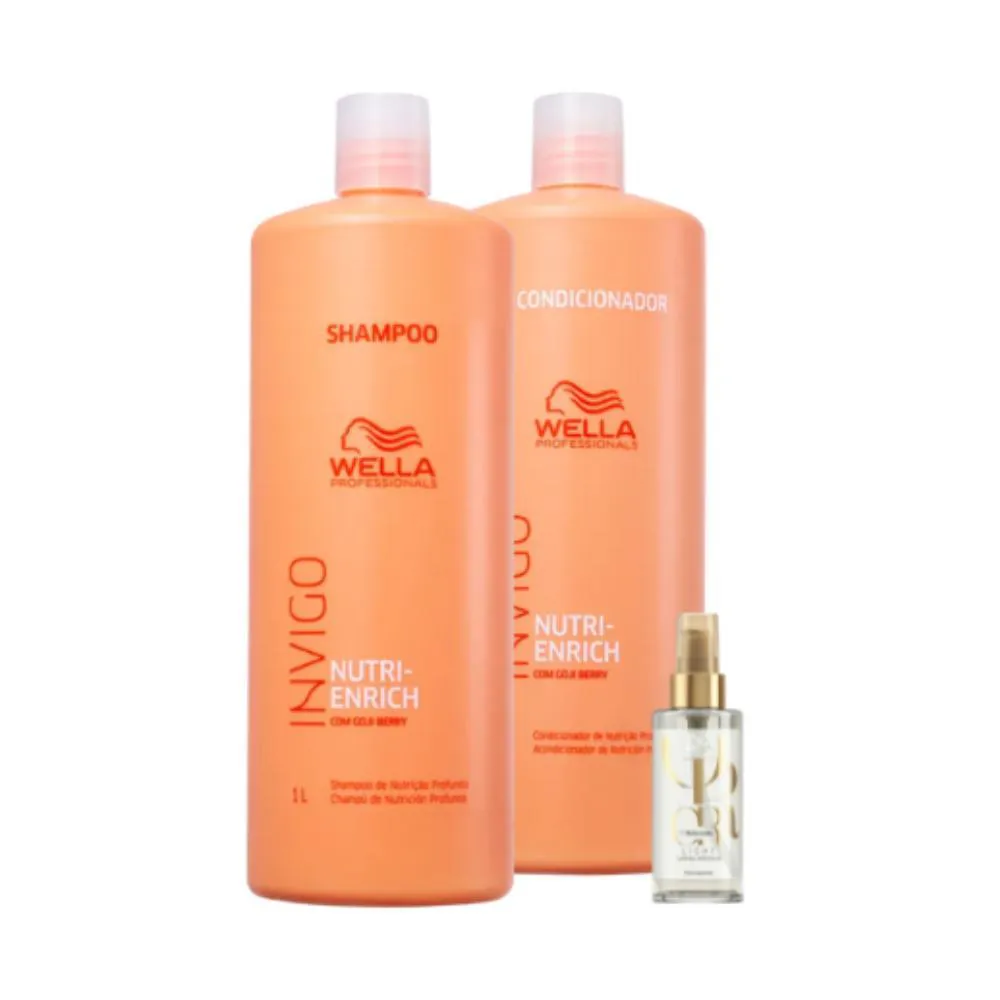 KIT WELLA PROFESSIONALS NUTRI ENRICH SH 1L + COND 1L + OIL REFLECTIONS LIGHT 100ML