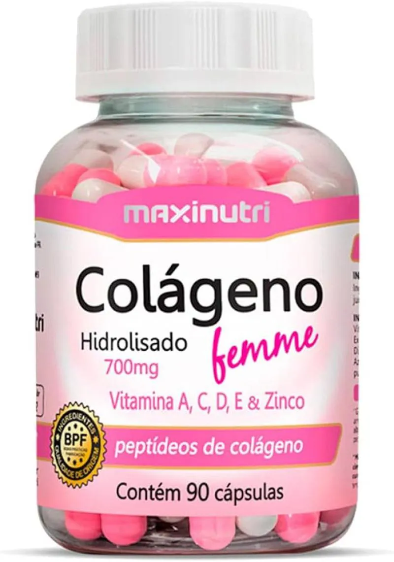 SUPLEMENTO ALIMENTAR COLáGENO HIDROLISADO FEMME 700MG 90 CáPSULAS MAXINUTRI