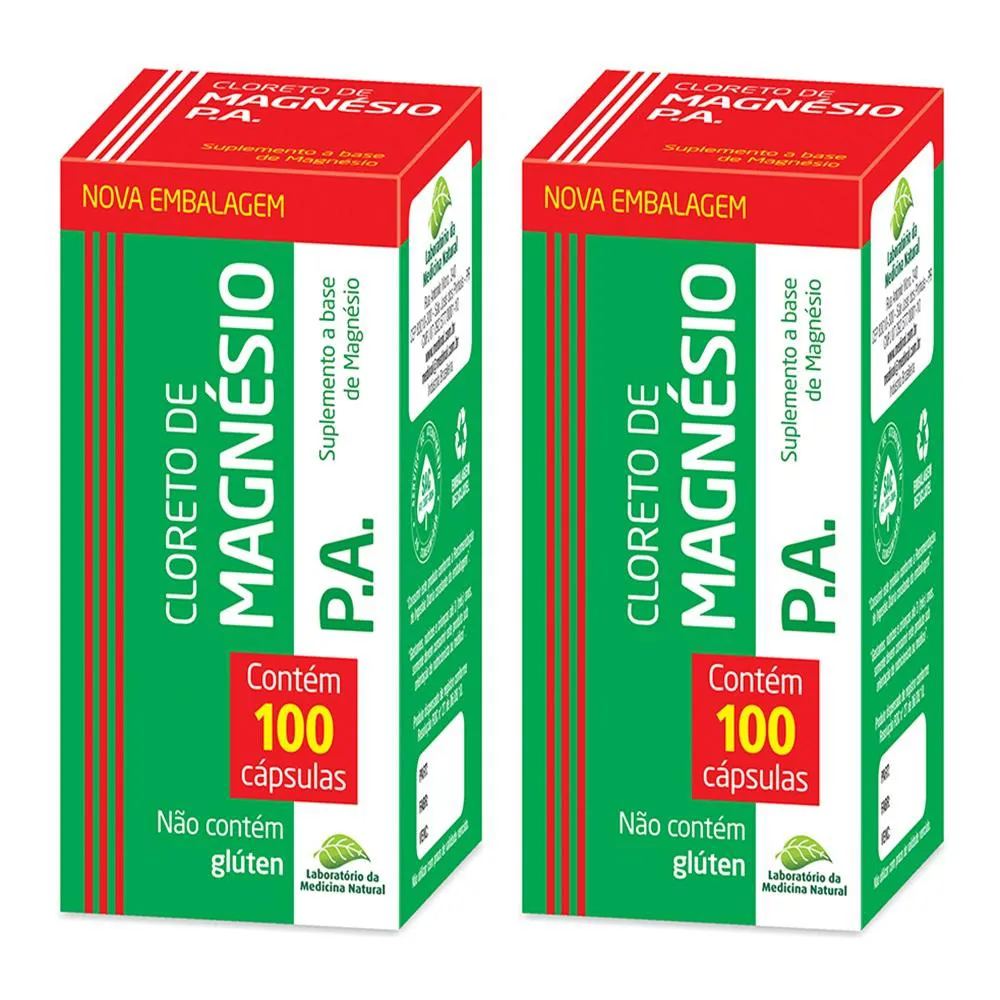 KIT 2 CLORETO DE MAGNéSIO P.A COM 100CAPS - MEDINAL