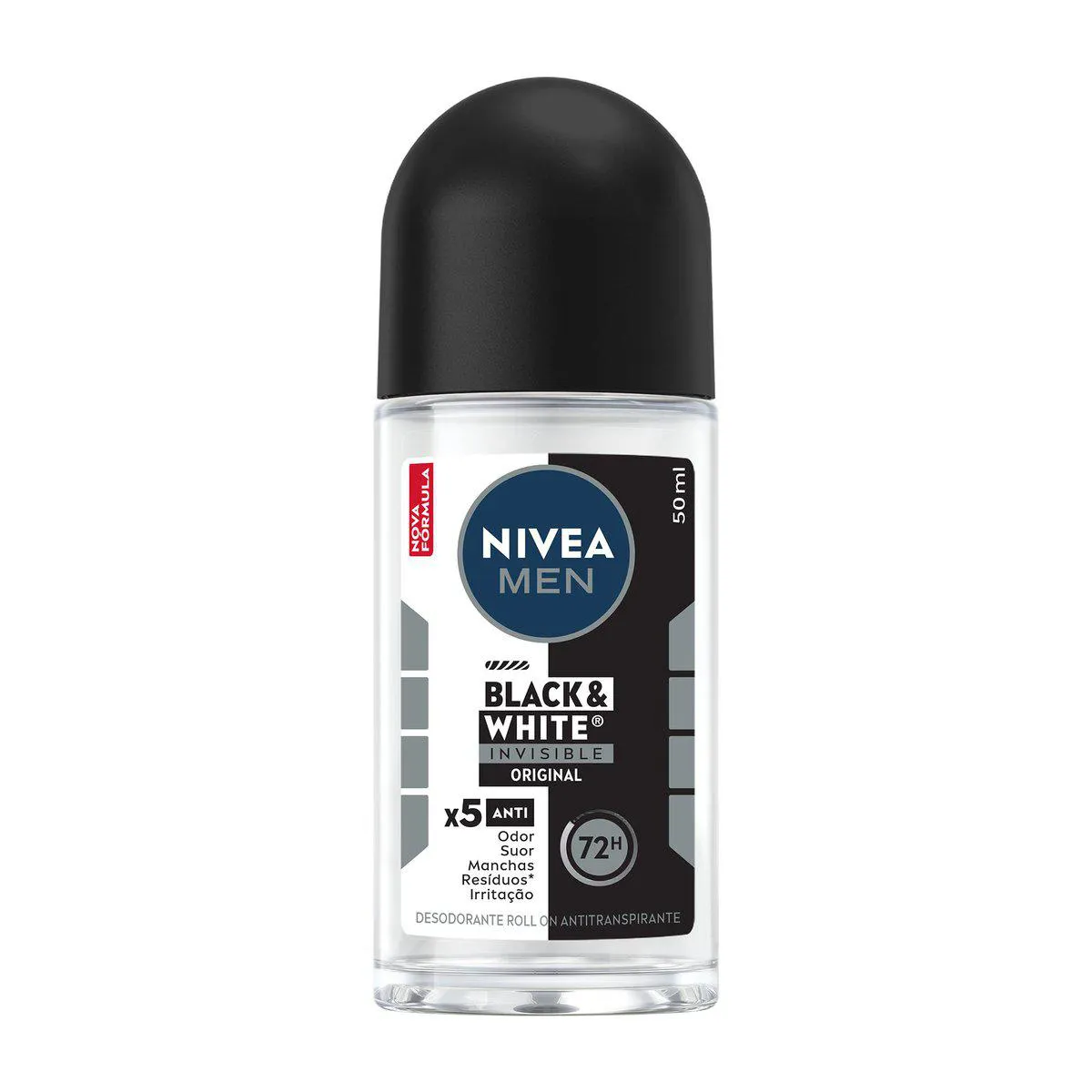 Desodorante Antitranspirante Roll-On Nivea Men Black & White Invisible 72h 50ml