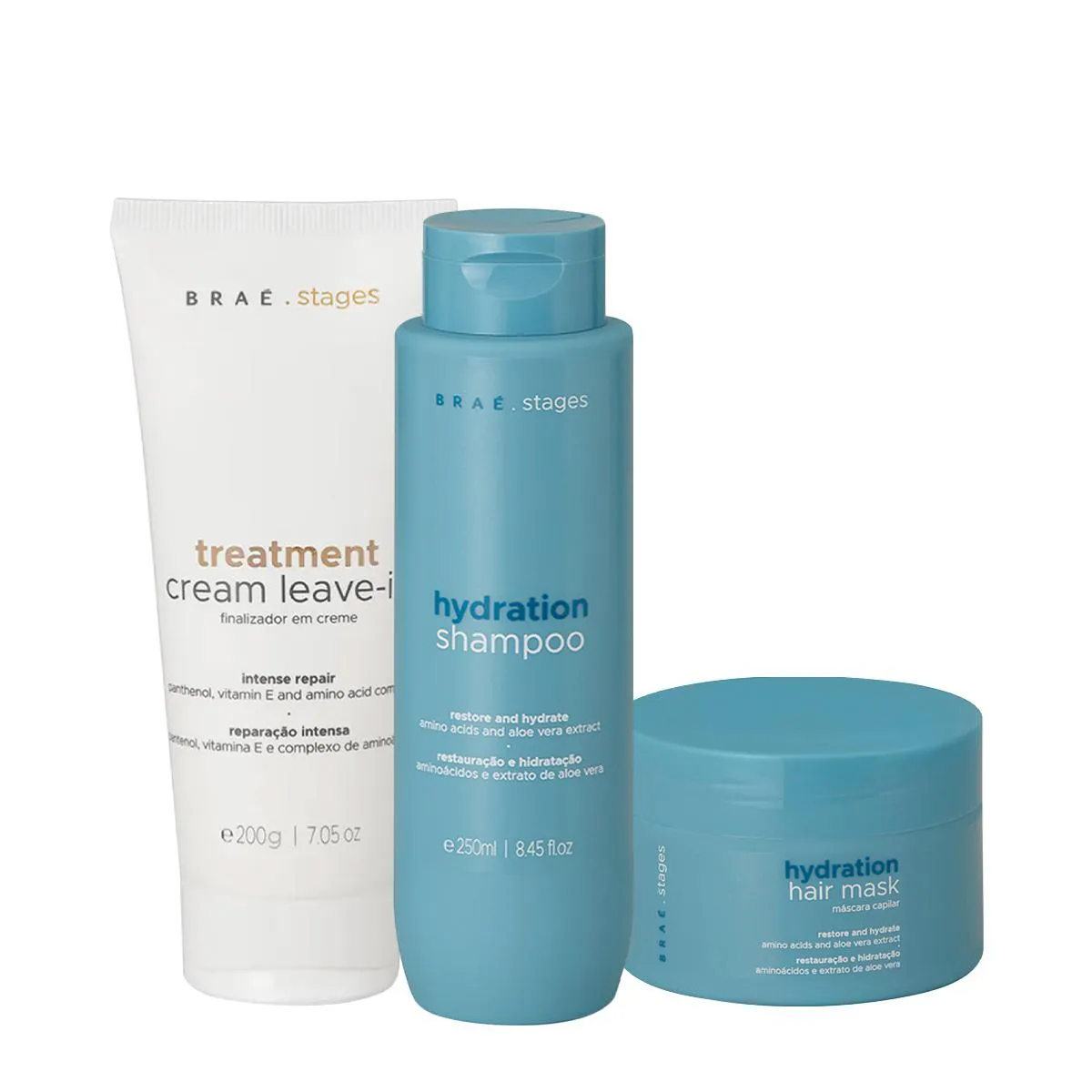 KIT BRAé STAGES HYDRATION SHAMPOO MáSCARA LEAVE-IN (3 PRODUTOS)