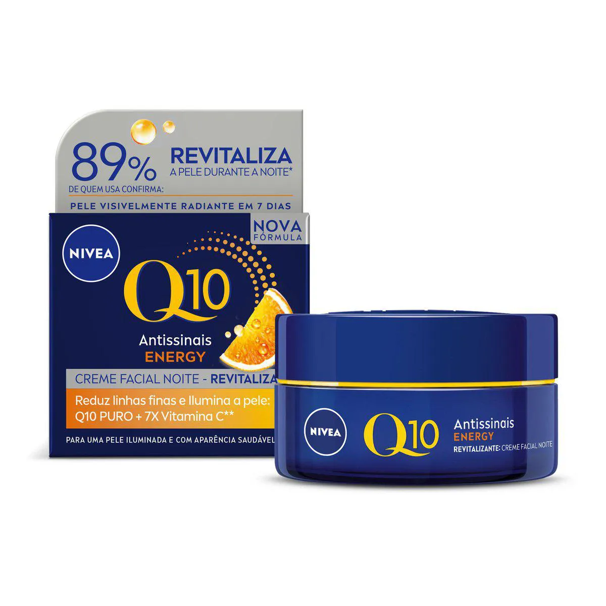 Creme Facial Antissinais Noite Nivea Q10 Energy Vitamina C com 50g