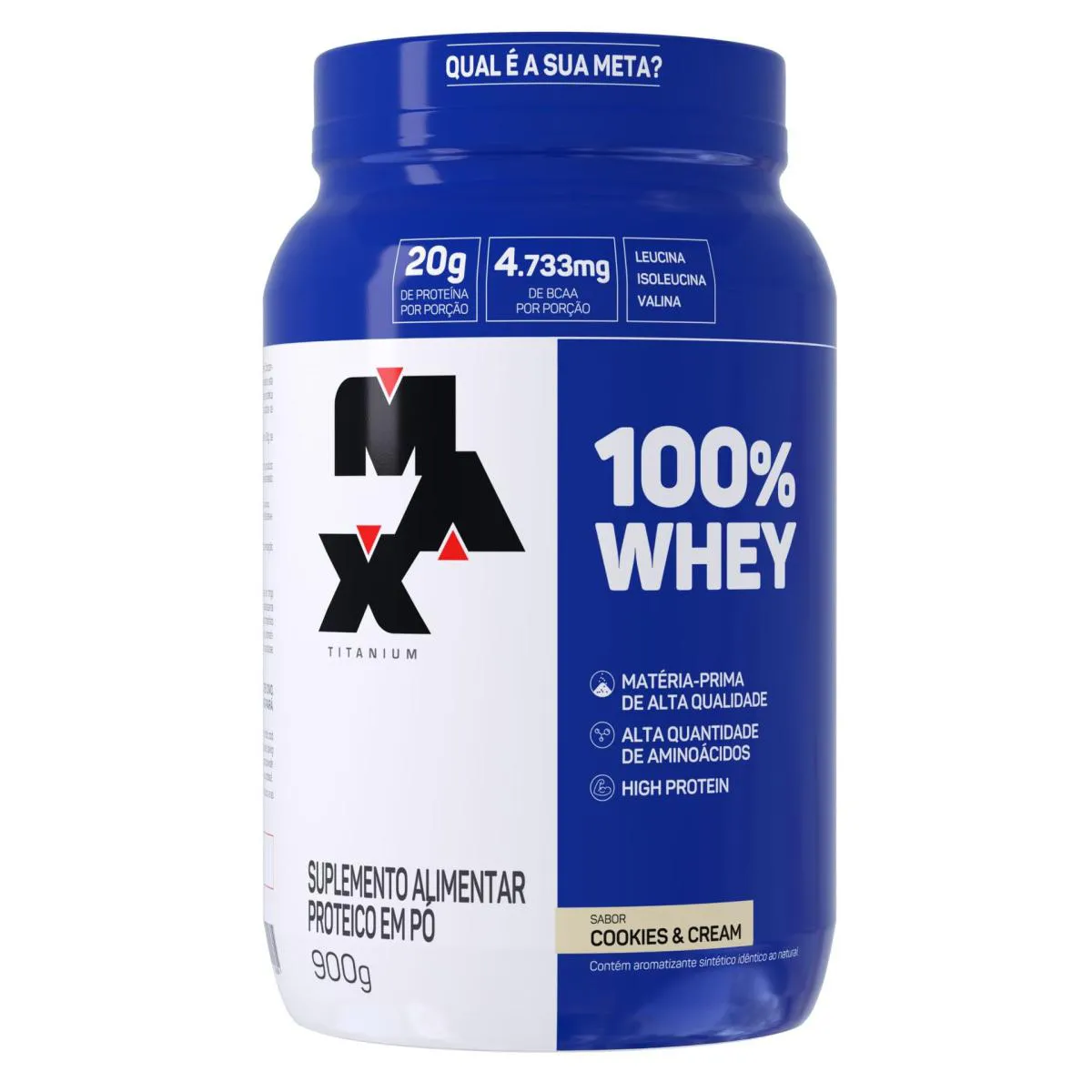 100% WHEY PROTEIN POTE 900G - GROW THISOLDIE - MAX TITANIUM TRADICIONAL SABOR COOKIES AND CREAM 900 G
